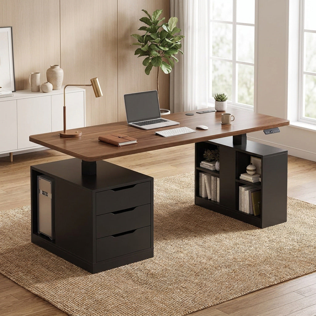 Wood Standing Desk With Drawers WoodsyPro Core