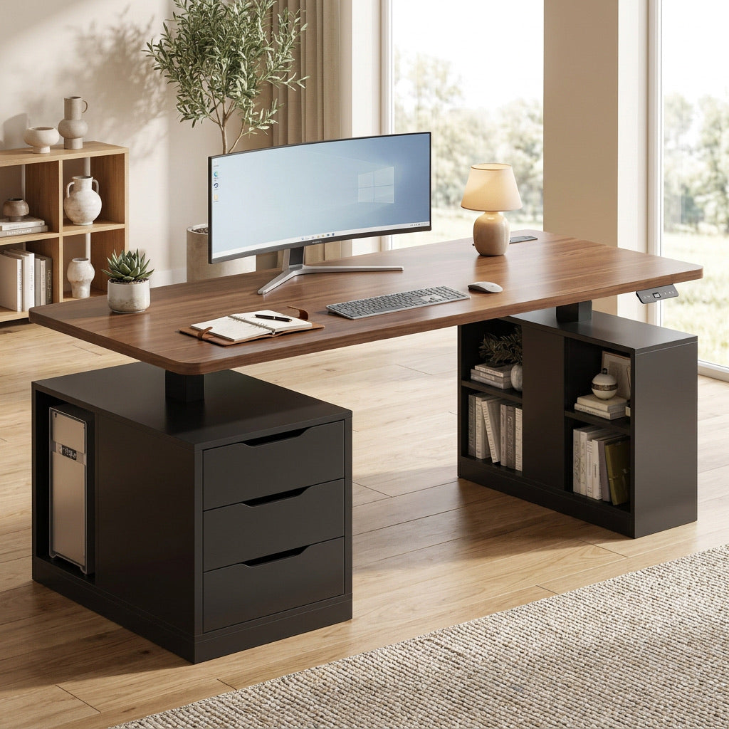 Wood Standing Desk With Drawers WoodsyPro Core