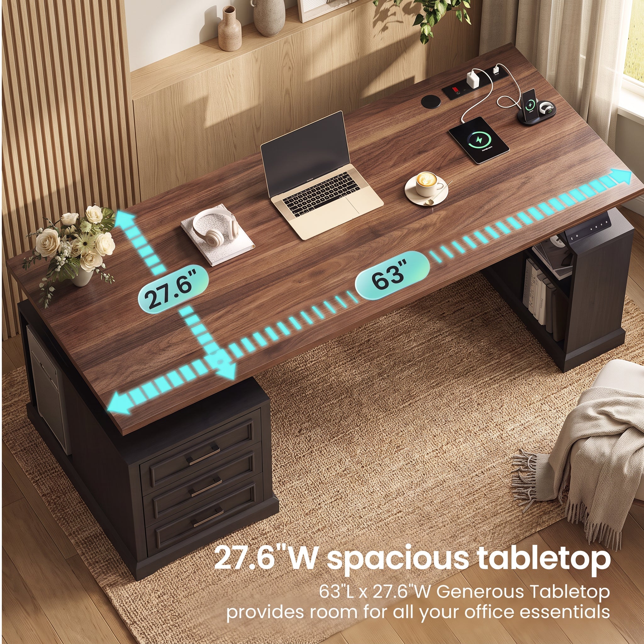 Vintage Wood Standing Desk with Drawers WoodsyPro Core Vintage