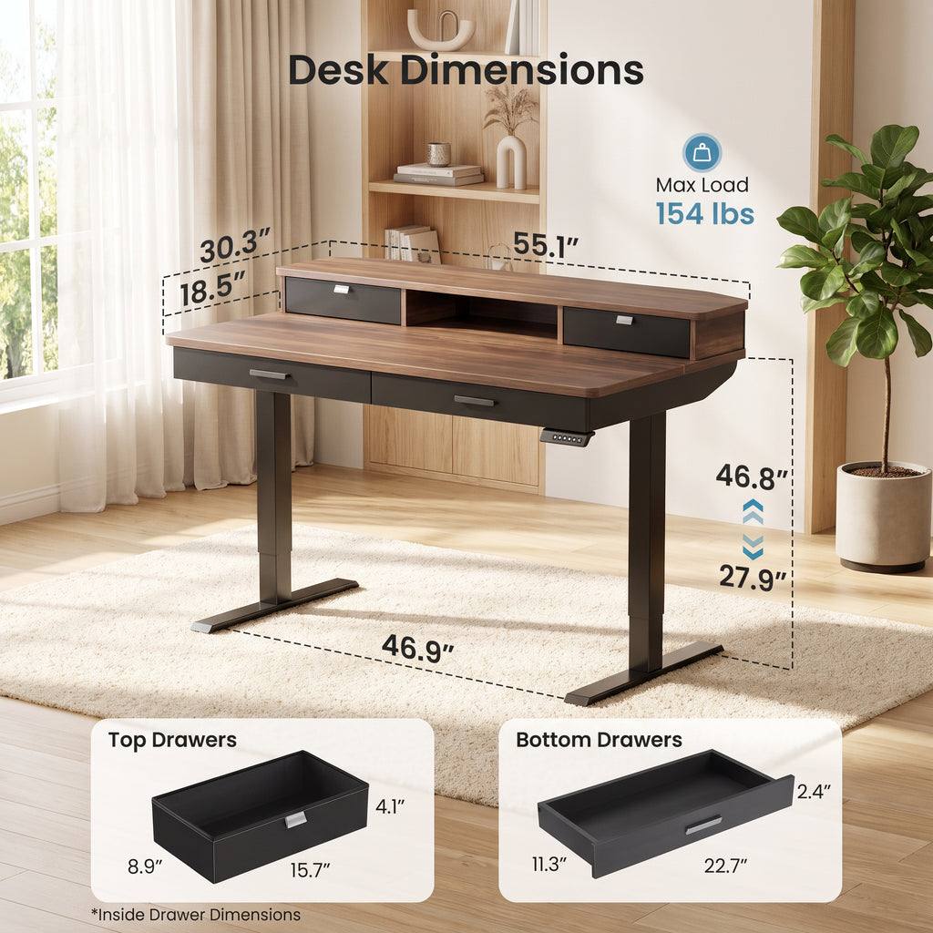 Wood Standing Desk With Drawers WoodsyPro Dynamics