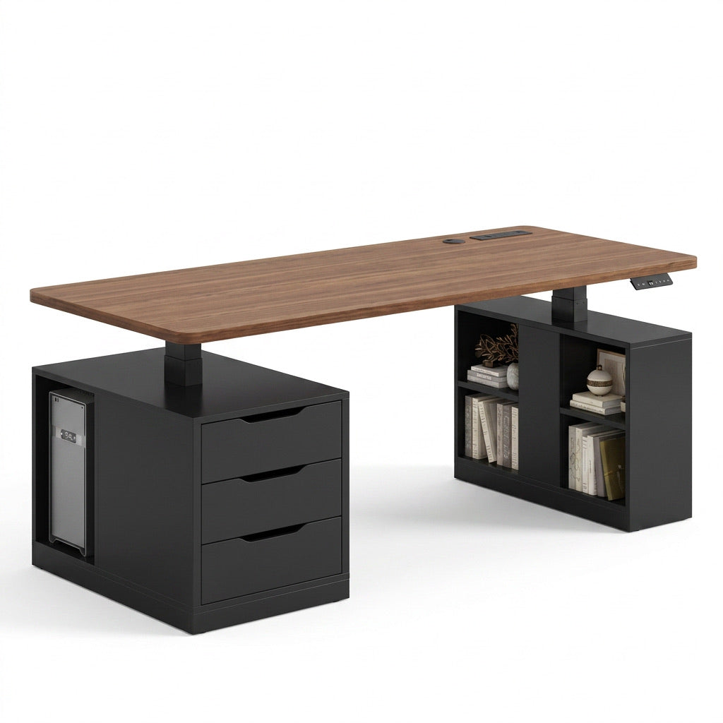 Wood Standing Desk With Drawers WoodsyPro Core