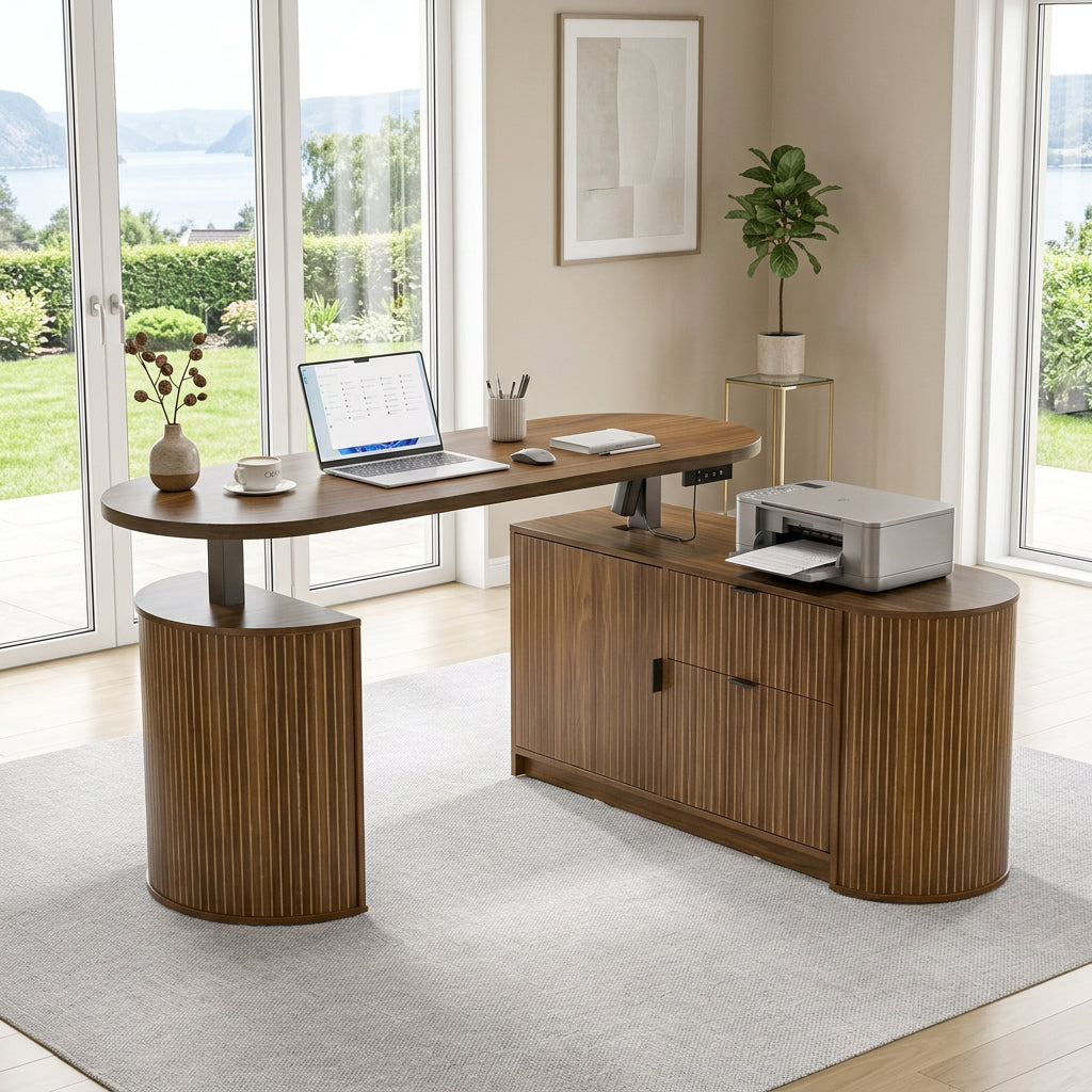Electric Standing Desk with Drawers WoodsyPro Forma