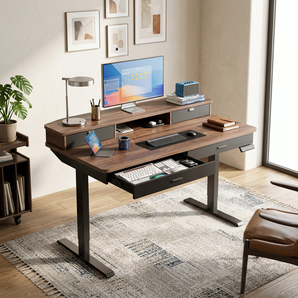 Wood Standing Desk With Drawers WoodsyPro Dynamics