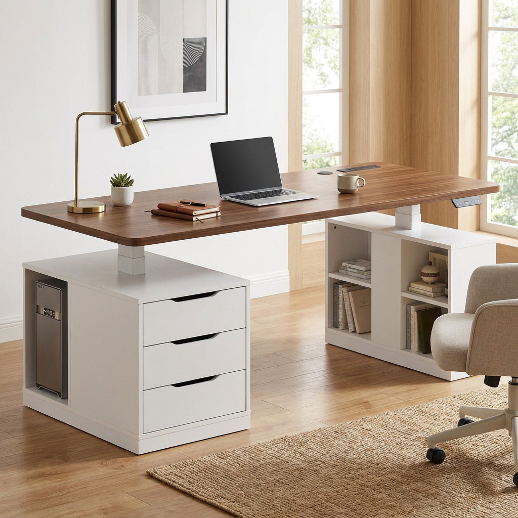 Wood Standing Desk With Drawers WoodsyPro Core