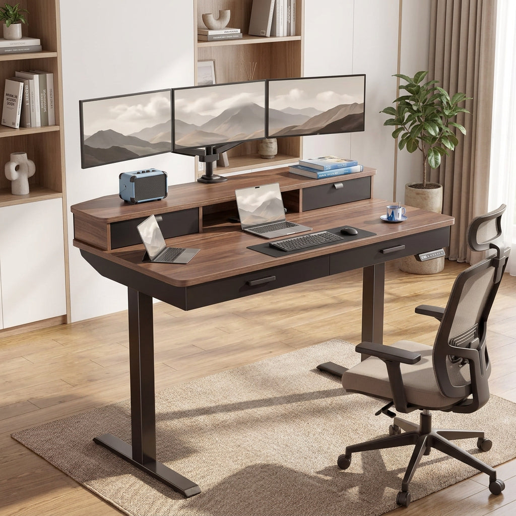 Wood Standing Desk With Drawers WoodsyPro Dynamics