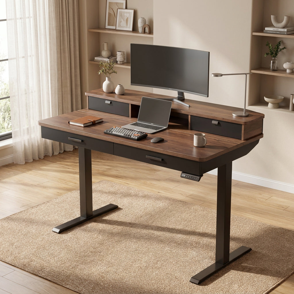 Wood Standing Desk With Drawers WoodsyPro Dynamics