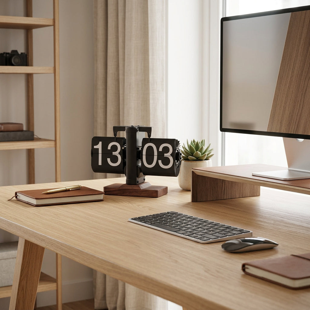 Flip Clock Desk Wood