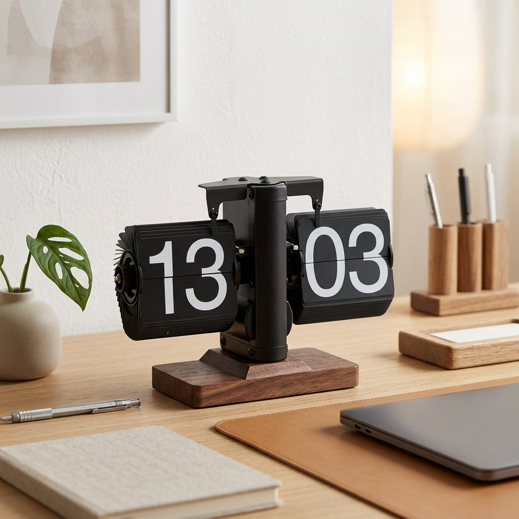 Flip Clock Desk Wood