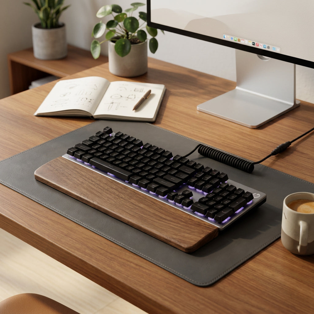 Keyboard Wrist Rest Walnut WoodsyPro Timber Support