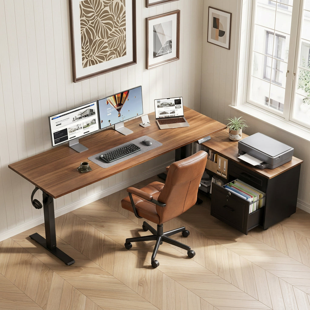 Wood Standing Desk CornerShift L-Shaped